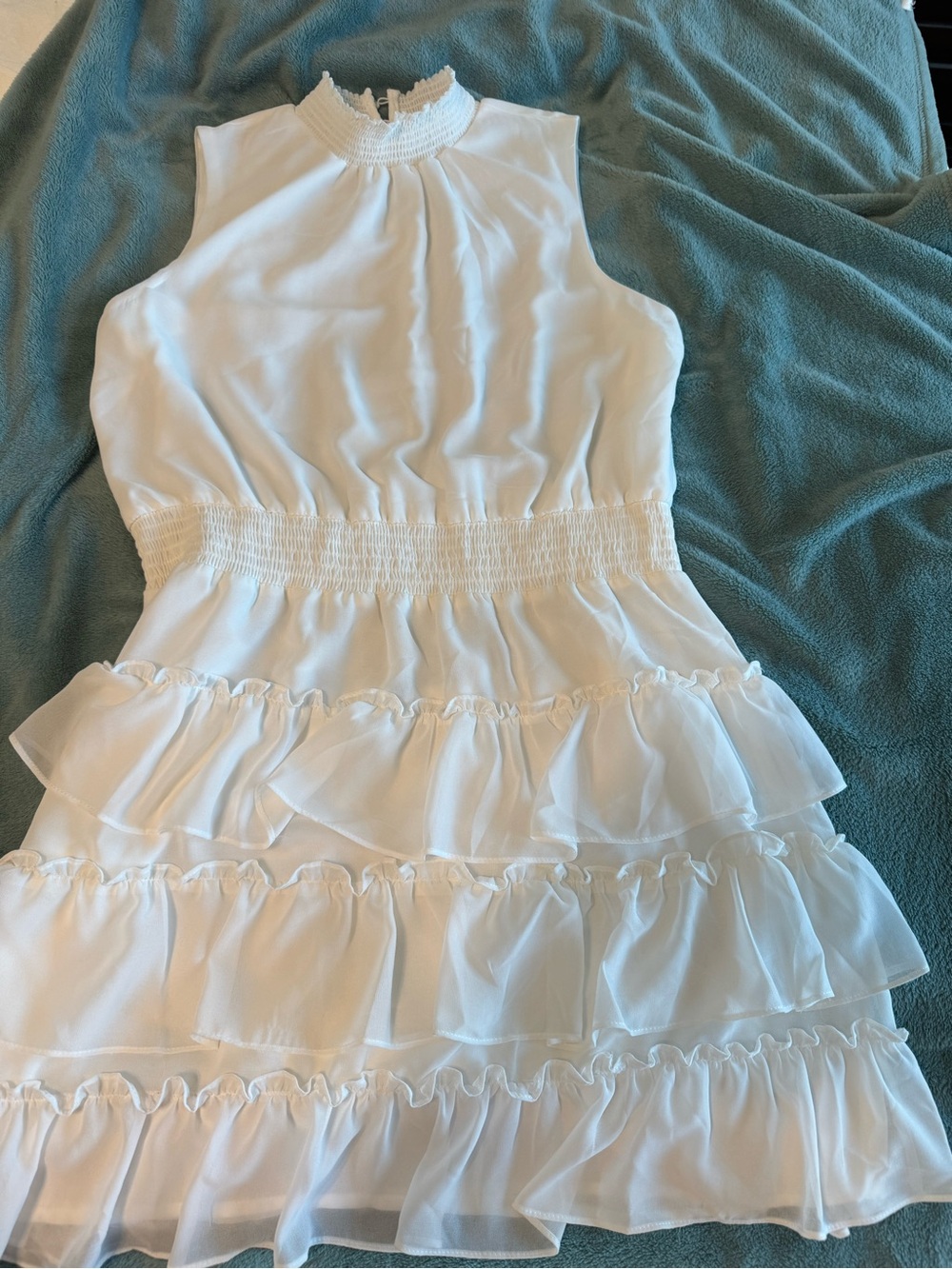 STATE White Ruffle Tiered Camisole Dress